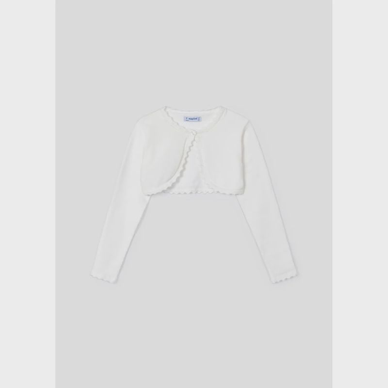 BOLERO CARDIGAN CREAM SCALLOPED TRIM / 320-073
