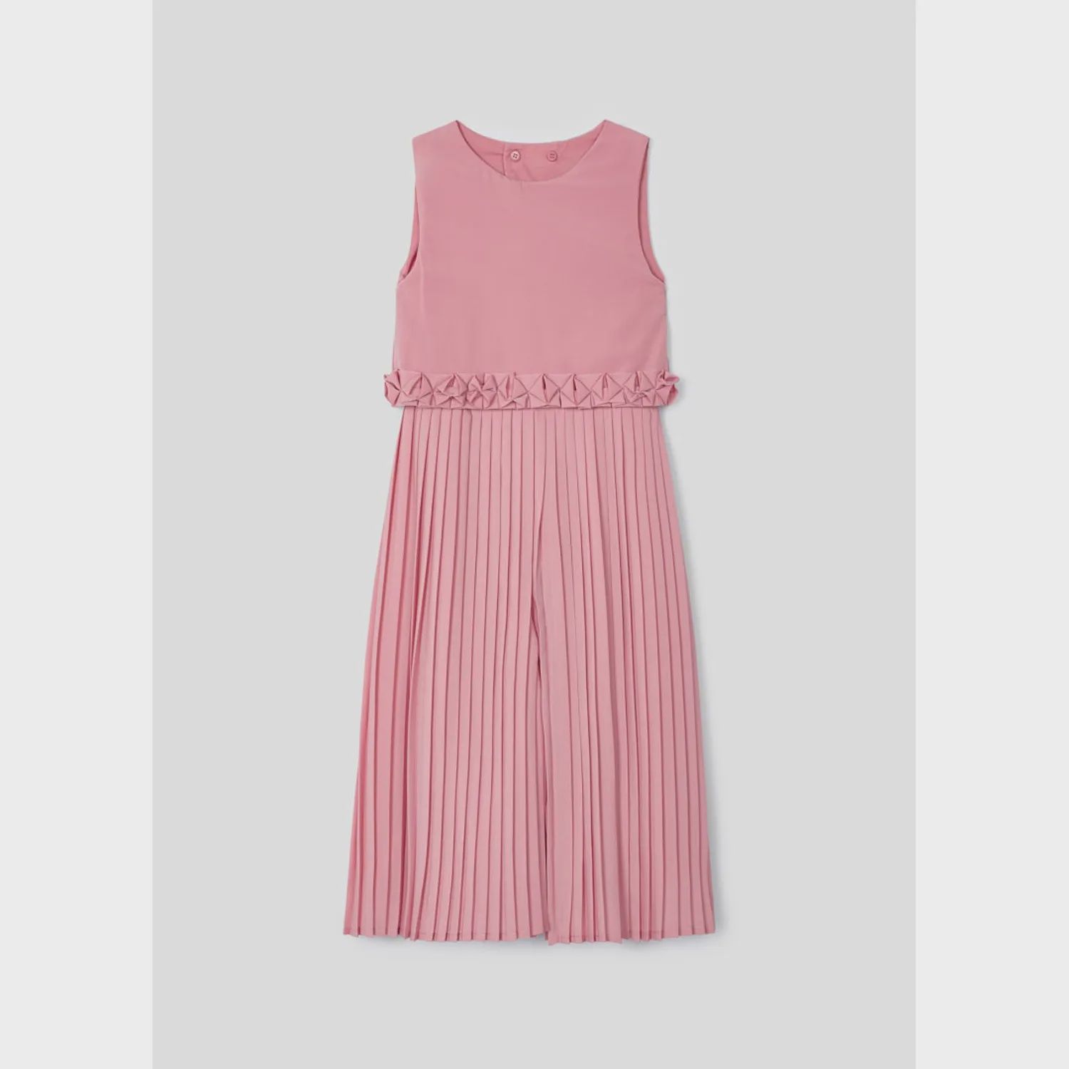 PLEATED ROMPER BLUSH OPEN BACK / 3843-087