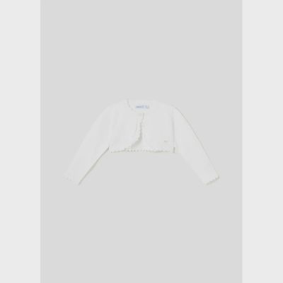 BOLERO CARDIGAN WHITE CROCHET EDGING / 306-057