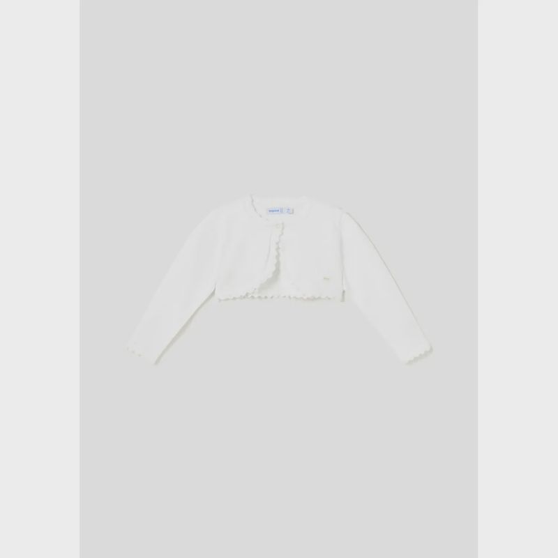 BOLERO CARDIGAN WHITE CROCHET EDGING / 306-057