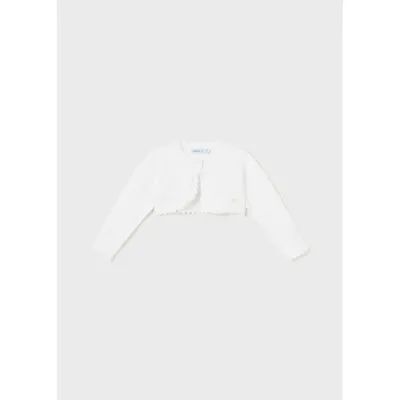 BOLERO CARDIGAN WHITE CROCHET EDGING / 306-057