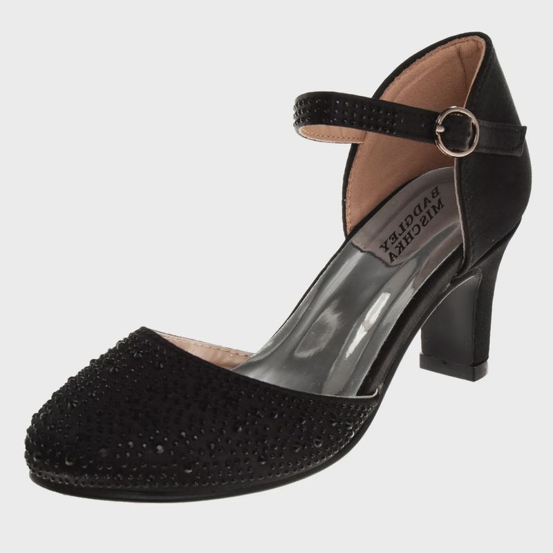 SHOE BLACK JEWEL TRIM HEEL / BM92478N-12 SHOE BLACK JEWEL TRIM HEEL / BM92478N-12