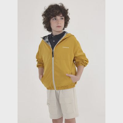 WINDBREAKER JACKET REVERSIBLE YELLOW & BLACK GREY PRINT / 6454-059