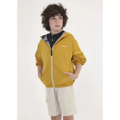 WINDBREAKER JACKET REVERSIBLE YELLOW & BLACK GREY PRINT / 6454-059