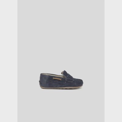 SHOE NAVY SUEDE SLIP ON MOCCASINS LEATHER / 41484-080
