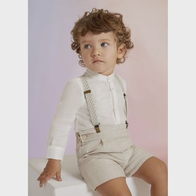 SUSPENDER BABY BEIGE GREEN AL LOGO PRINT / 5445-038