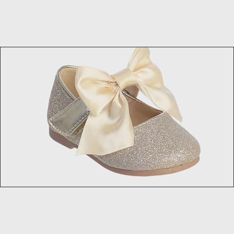 GOLD GLITTER BABY SATIN BOW / TTS162-SHOE