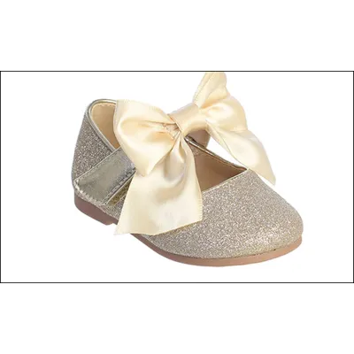GOLD GLITTER BABY SATIN BOW / TTS162-SHOE