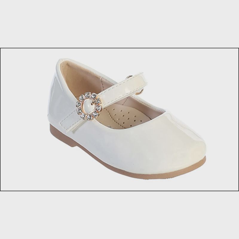 WHITE PATENT BABY RHINESTONE TRIM / TTS141-SHOE