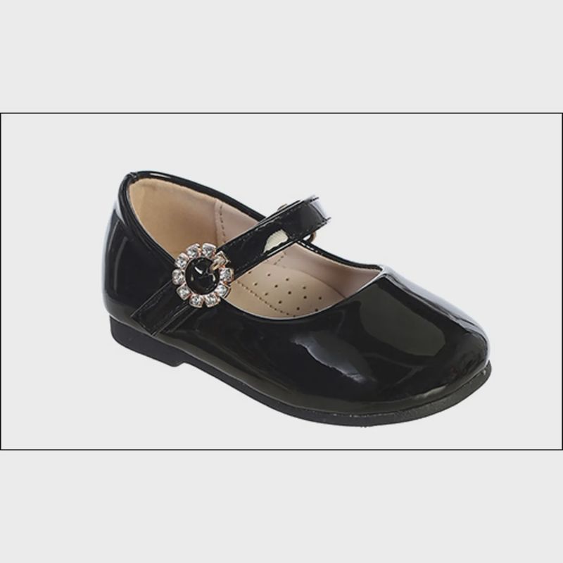 BLACK PATENT BABY RHINESTONE TRIM / TTS141-SHOE