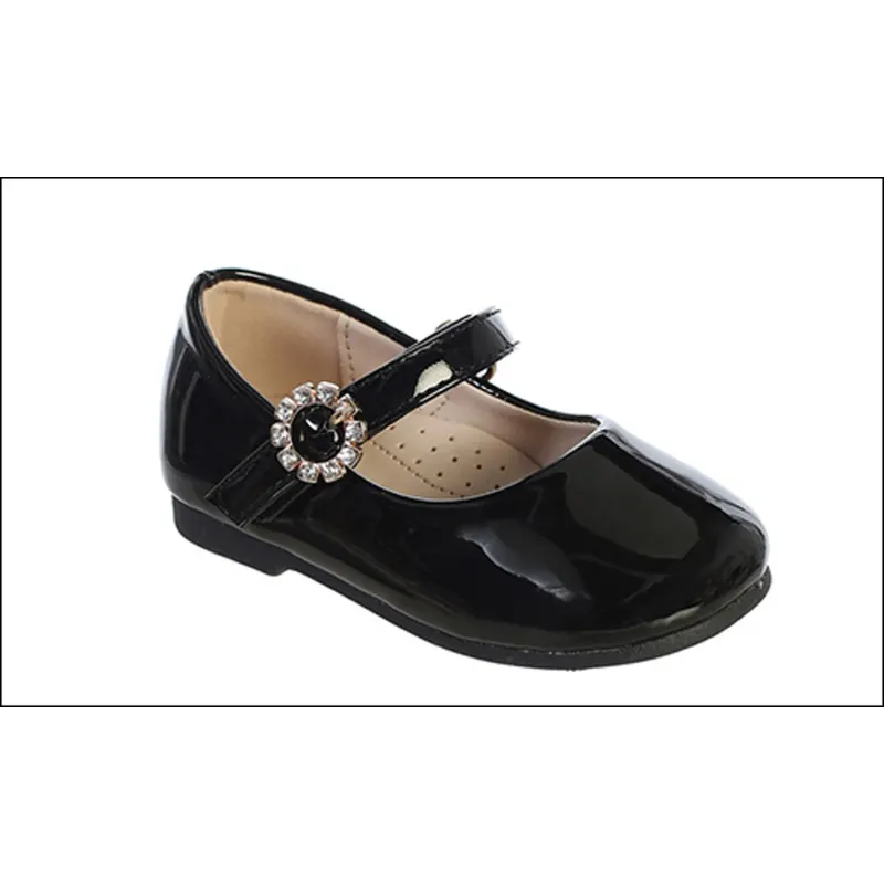 BLACK PATENT BABY RHINESTONE TRIM / TTS141-SHOE BLACK PATENT BABY RHINESTONE TRIM / TTS141-SHOE