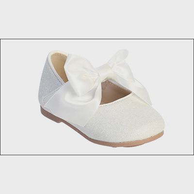 WHITE SHIMMER BABY SATIN BOW / TTS162-SHOE
