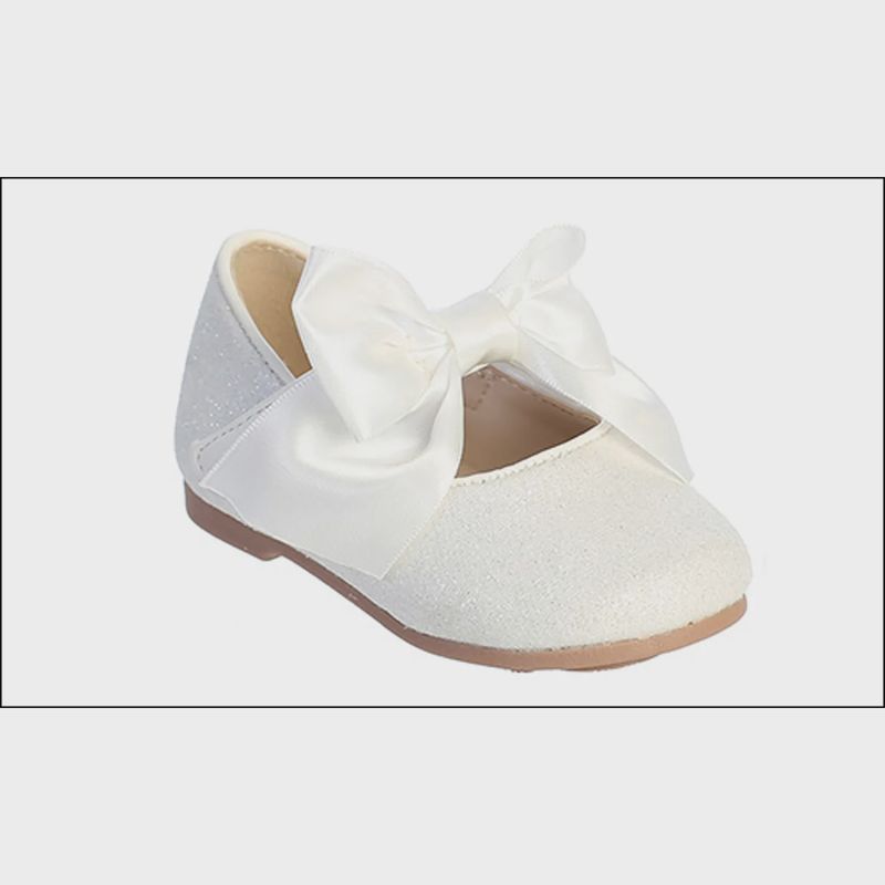 WHITE SHIMMER BABY SATIN BOW / TTS162-SHOE
