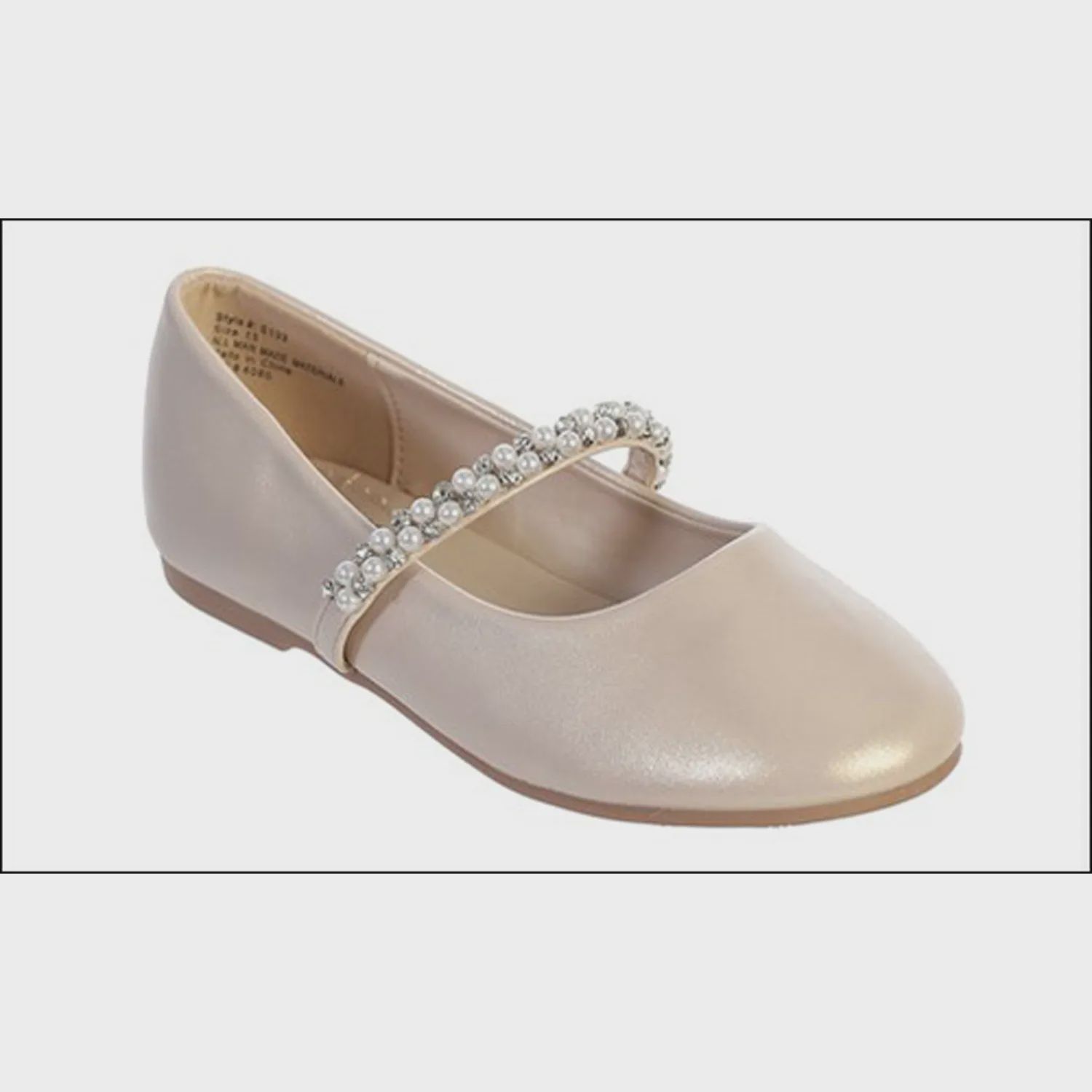 NUDE PINK SHOE PEARL & RHINESTONE STRAP / TTS133-