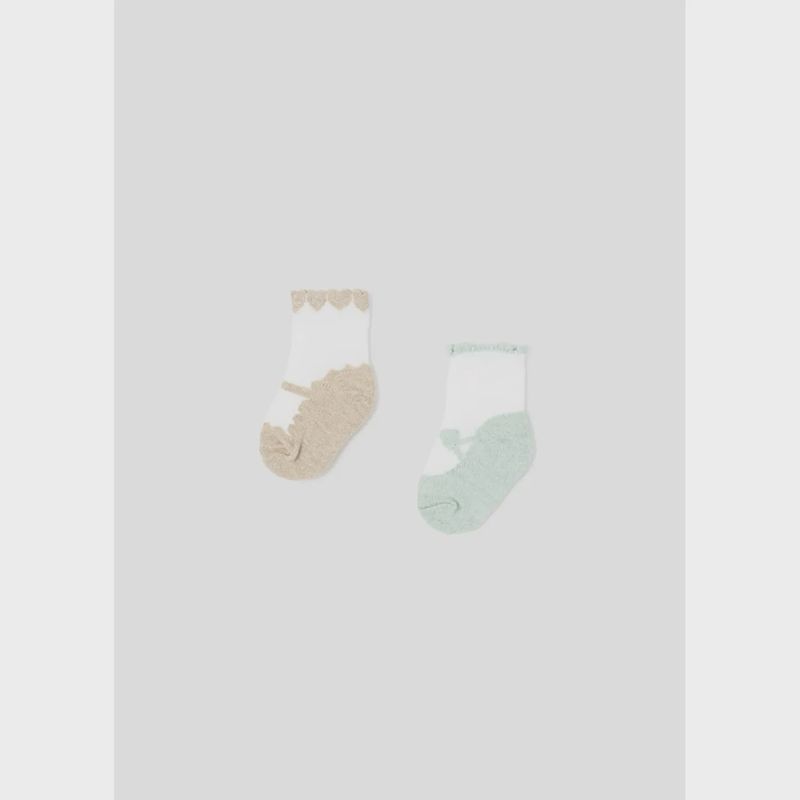 2PACK SOCK SET WHITE & GOLD OR GREEN SHIMMER / 9596-068