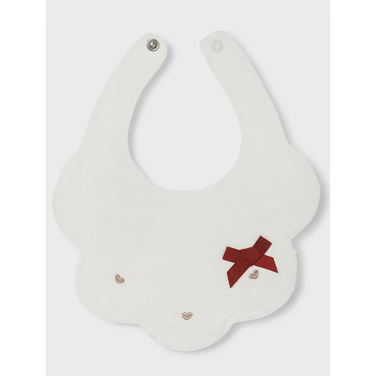 BIB CREAM SCALLOPED EDGE RED BOW TRIM / 9263-093