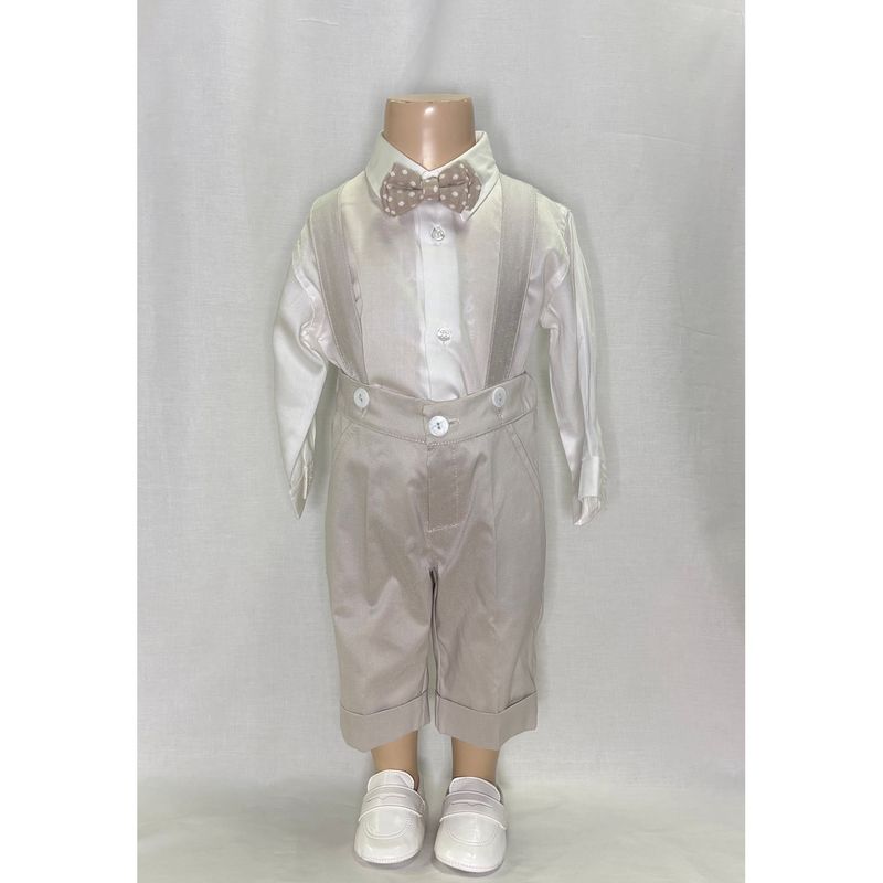 BEIGE SHORTS WHITE SHIRT & BOWTIE SUSPENDERS / 212