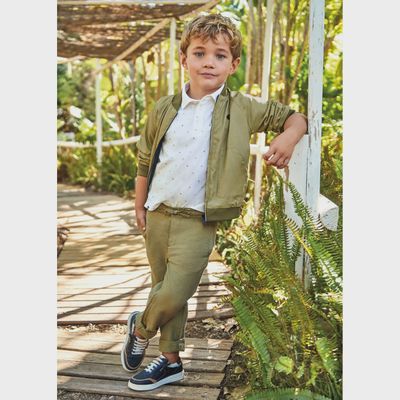 LINEN PANT GREEN CHINO REGULAR FIT / 3512-068