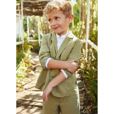 LINEN JACKET GREEN 2 POCKETS / 3451-094