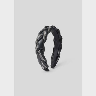 HEADBAND HARD BLACK WITH RHINESTONE TRIM / 10486-011