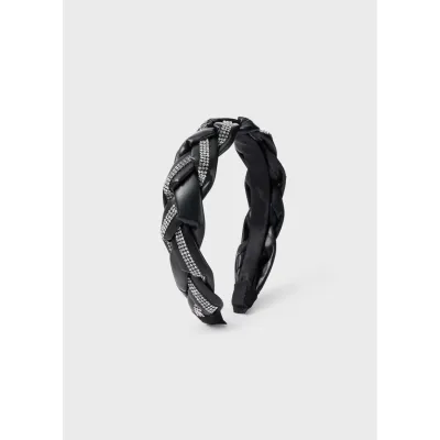 HEADBAND HARD BLACK WITH RHINESTONE TRIM / 10486-011