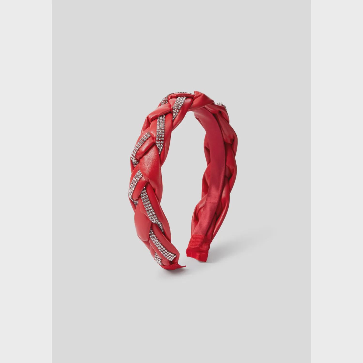 HEADBAND HARD RED WITH RHINESTONE TRIM / 10486-013