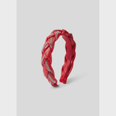 HEADBAND HARD RED WITH RHINESTONE TRIM / 10486-013