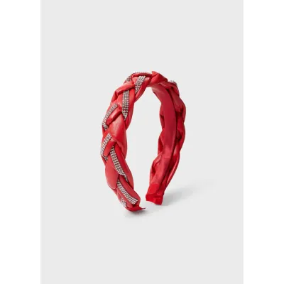 HEADBAND HARD RED WITH RHINESTONE TRIM / 10486-013