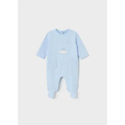 ROMPER BLUE BOAT APPLIQUE / 1749-038