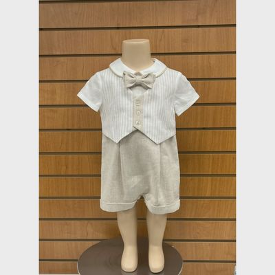 ROMPER BEIGE & CREAM STRIPED VEST SHORT / A2806-15