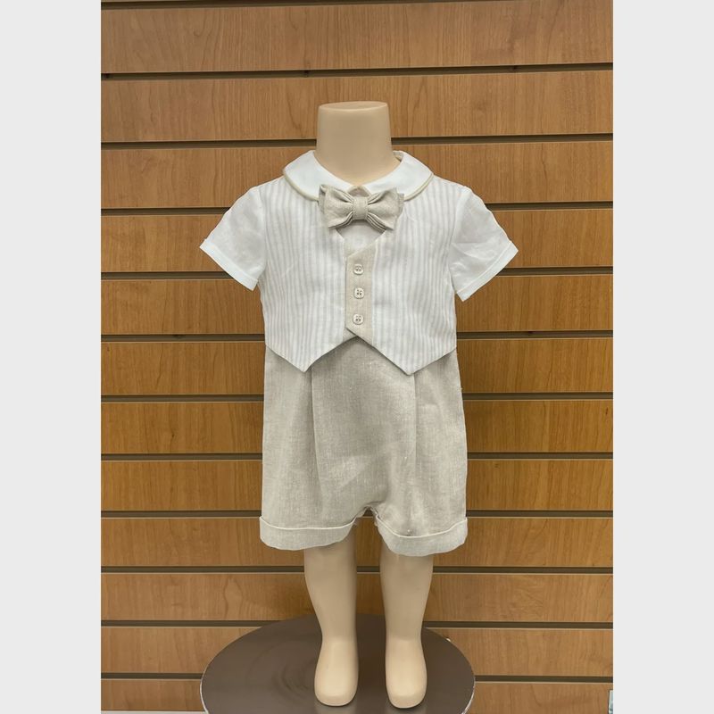 ROMPER BEIGE & CREAM STRIPED VEST SHORT / A2806-15
