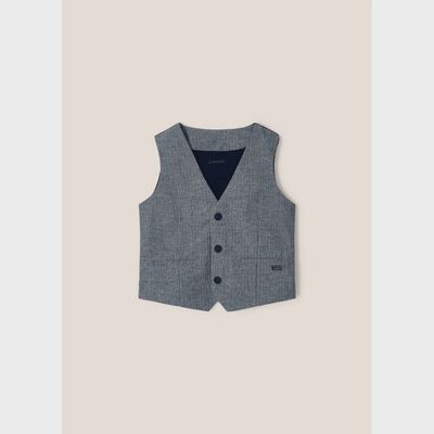VEST STRIPED NAVY 3 BUTTON / 3349-044