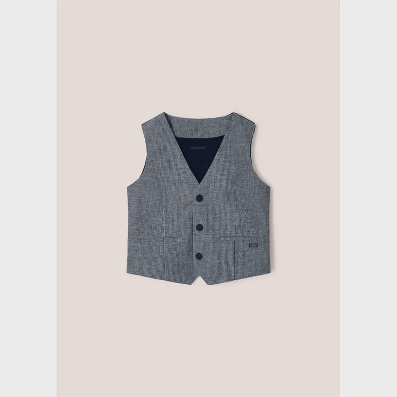 VEST STRIPED NAVY 3 BUTTON / 3349-044