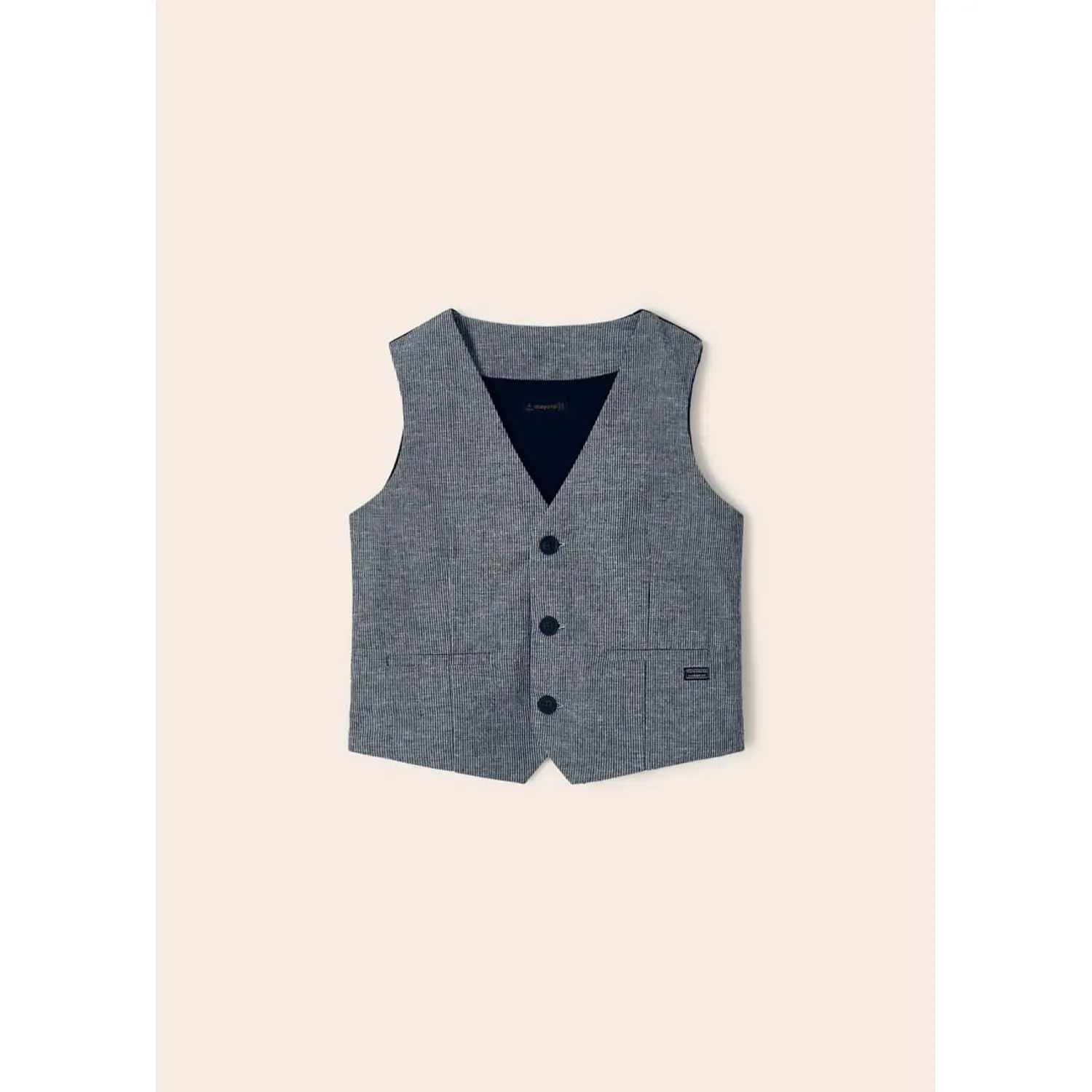 VEST STRIPED NAVY 3 BUTTON / 3349-044