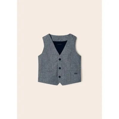 VEST STRIPED NAVY 3 BUTTON / 3349-044