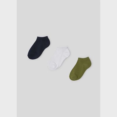 3PC SHORT SOCK SET GREEN NAVY & WHITE / 10463-086