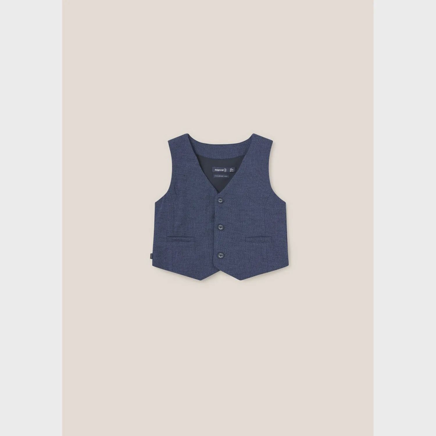 NAVY VEST LINEN SPECK / 1371-083