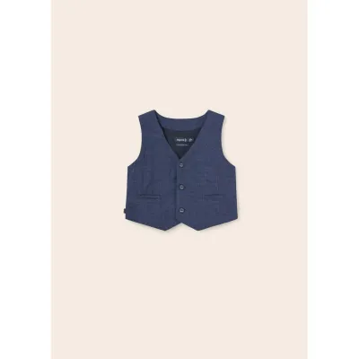 NAVY VEST LINEN SPECK / 1371-083