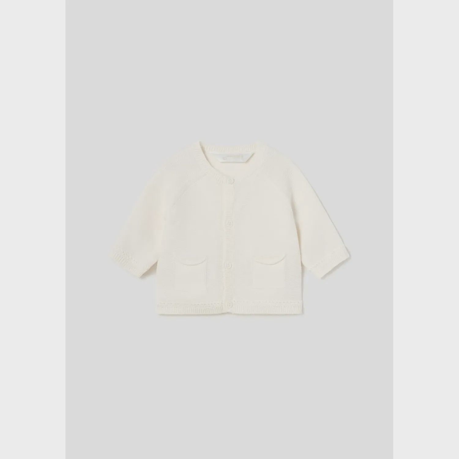 KNIT CARDIGAN CREAM IVORY 2POCKETS / 1360-086