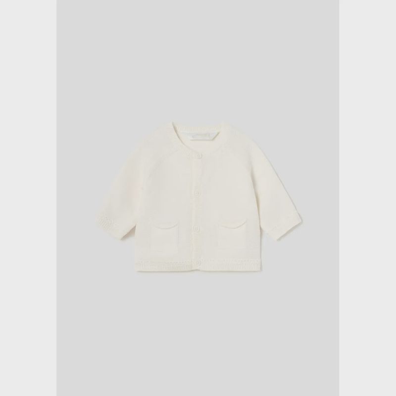 KNIT CARDIGAN CREAM IVORY 2POCKETS / 1360-086