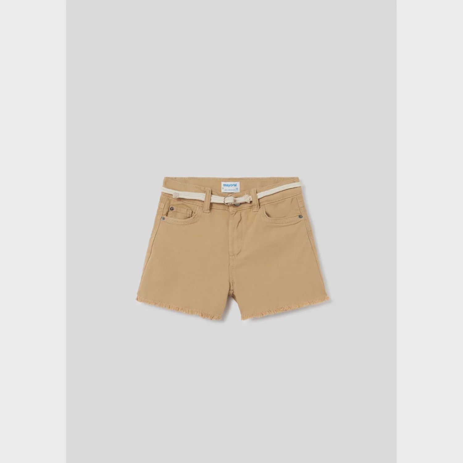 TWILL SHORTS LIGHT BROWN WITH BELT / 275-089