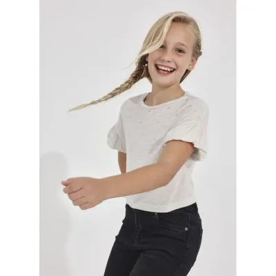 TSHIRT BEIGE GOLD DOT PRINT SHORT SLEEVE / 6045-032