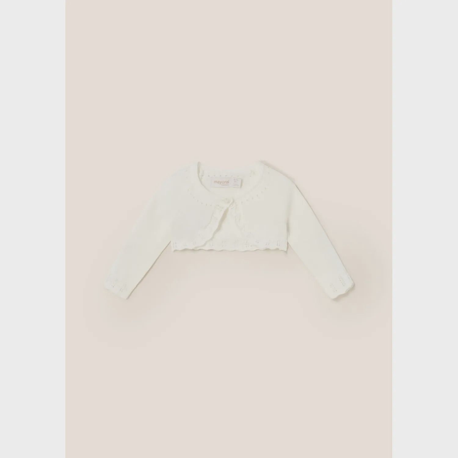 BOLERO CARDIGAN CREAM CROCHET EDGE TRIM / 318-014