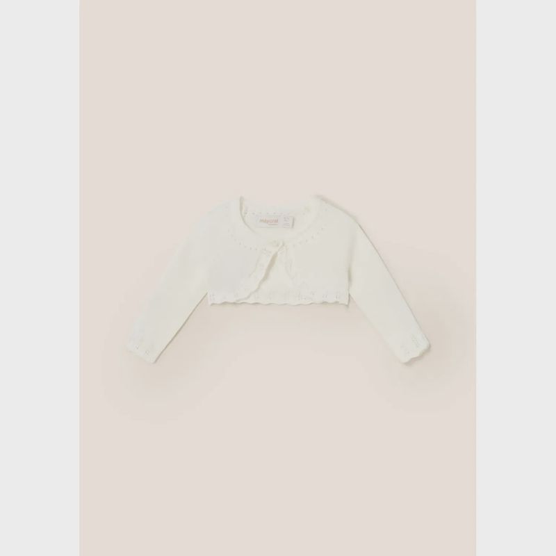 BOLERO CARDIGAN CREAM CROCHET EDGE TRIM / 318-014