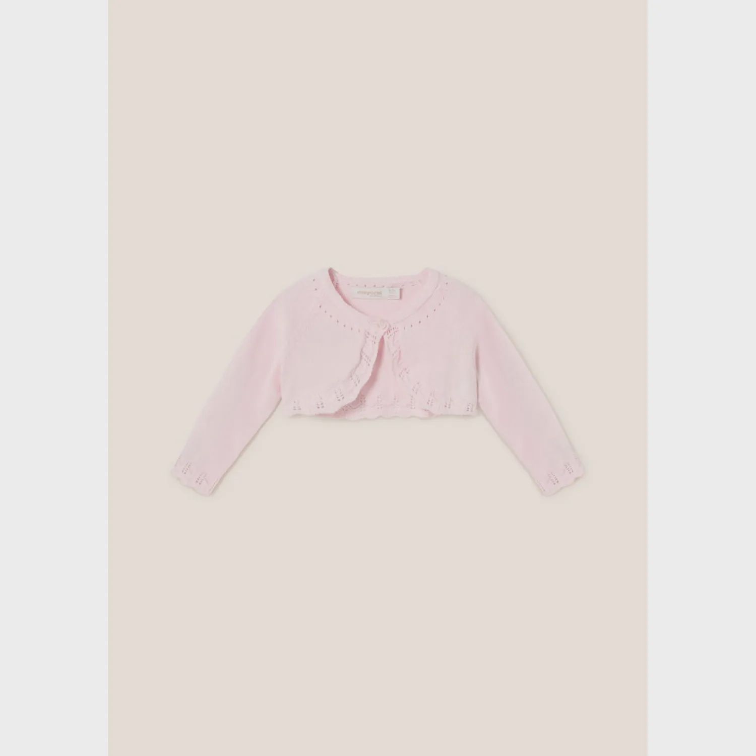 BOLERO CARDIGAN PINK CROCHET EDGING / 318-013