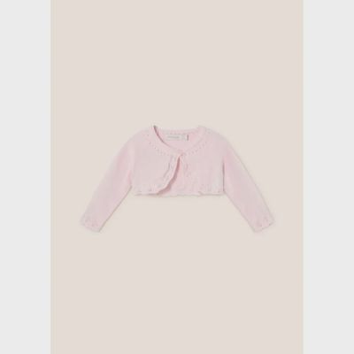 BOLERO CARDIGAN PINK CROCHET EDGING / 318-013