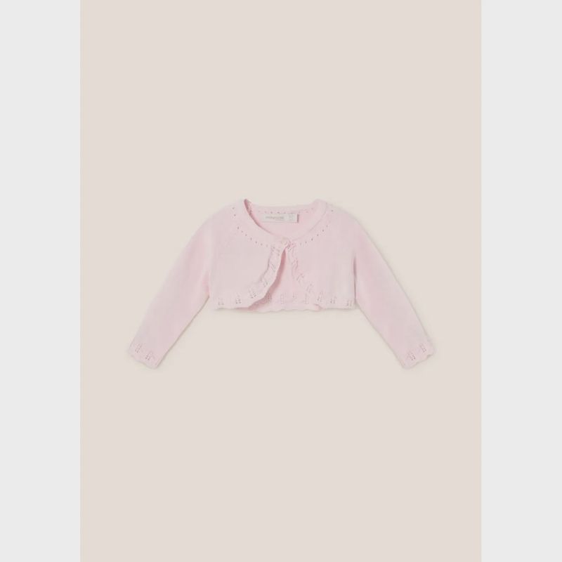 BOLERO CARDIGAN PINK CROCHET EDGING / 318-013