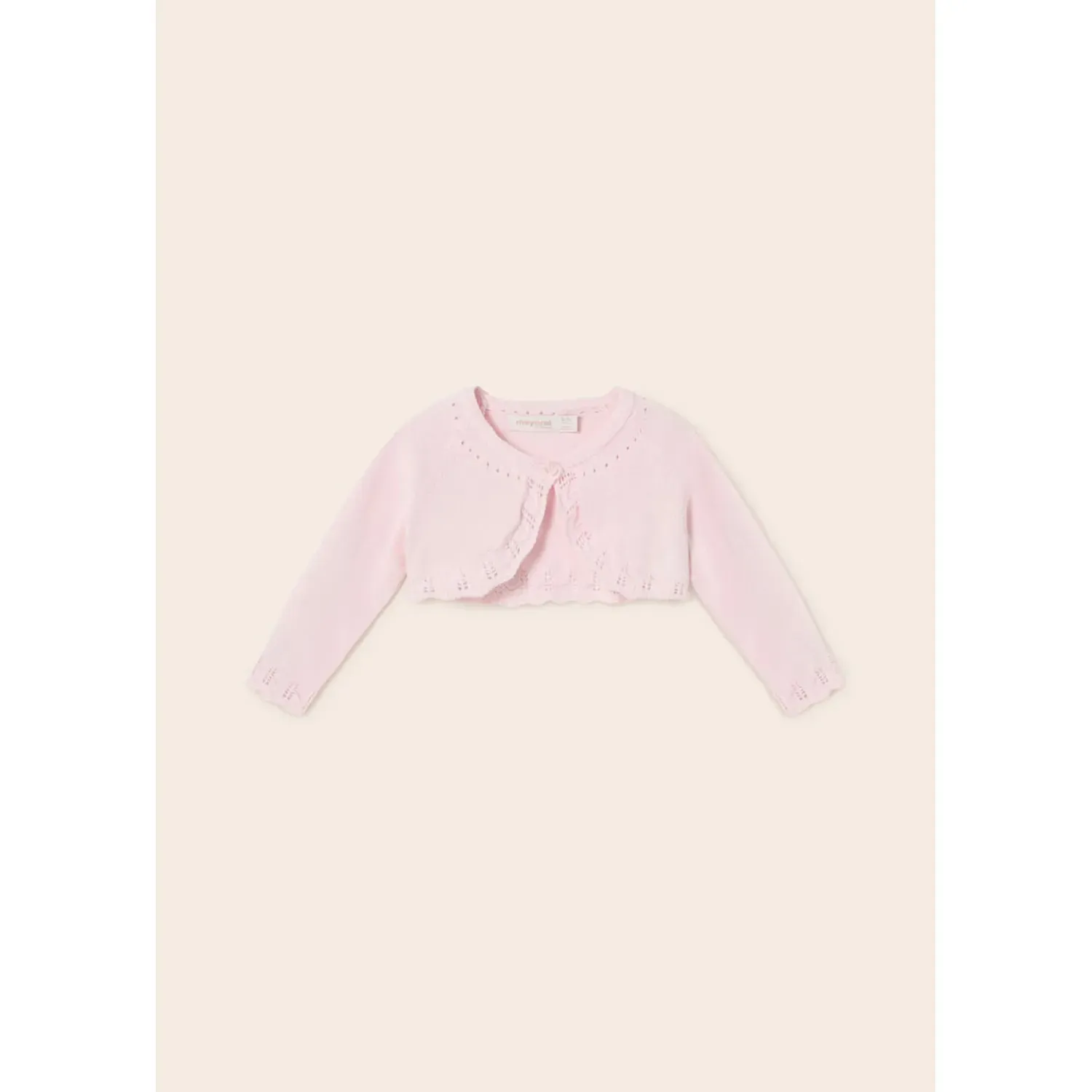 BOLERO CARDIGAN PINK CROCHET EDGING / 318-013