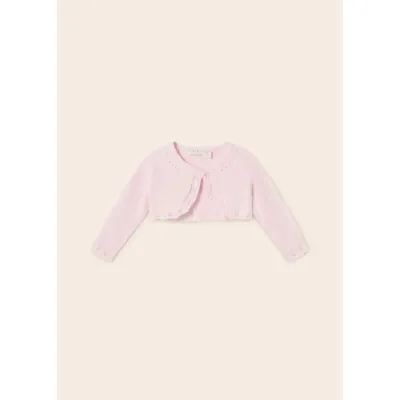BOLERO CARDIGAN PINK CROCHET EDGING / 318-013