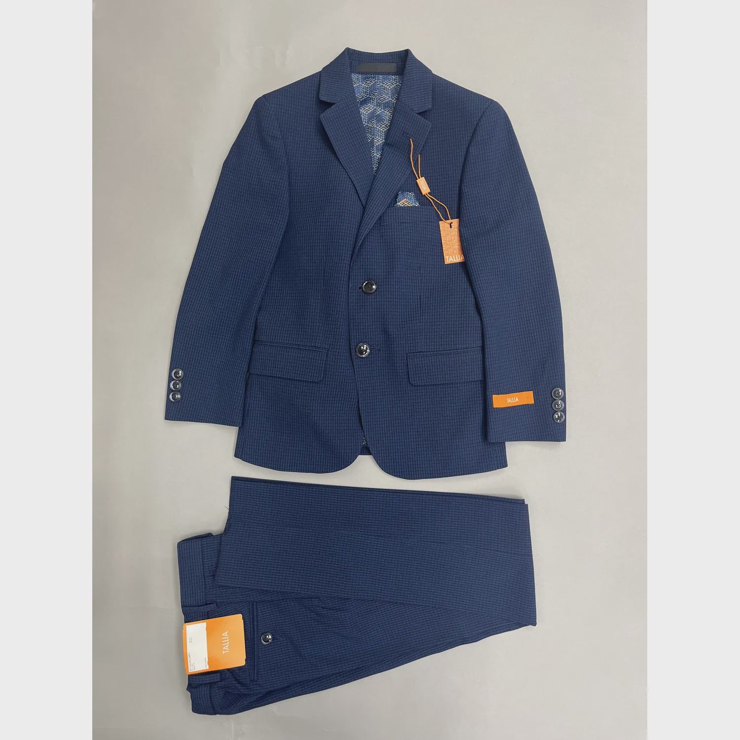 2 PC SUIT BLUE NAVY SMALL CHECK REGULAR FIT / BVNN2OCZ0070